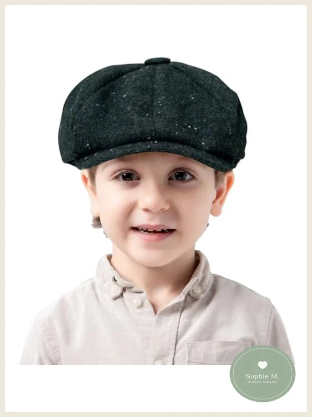 Kids Boys Vintage Newsboy Cap Wool Blend Tweed Flat Cabbie Hat